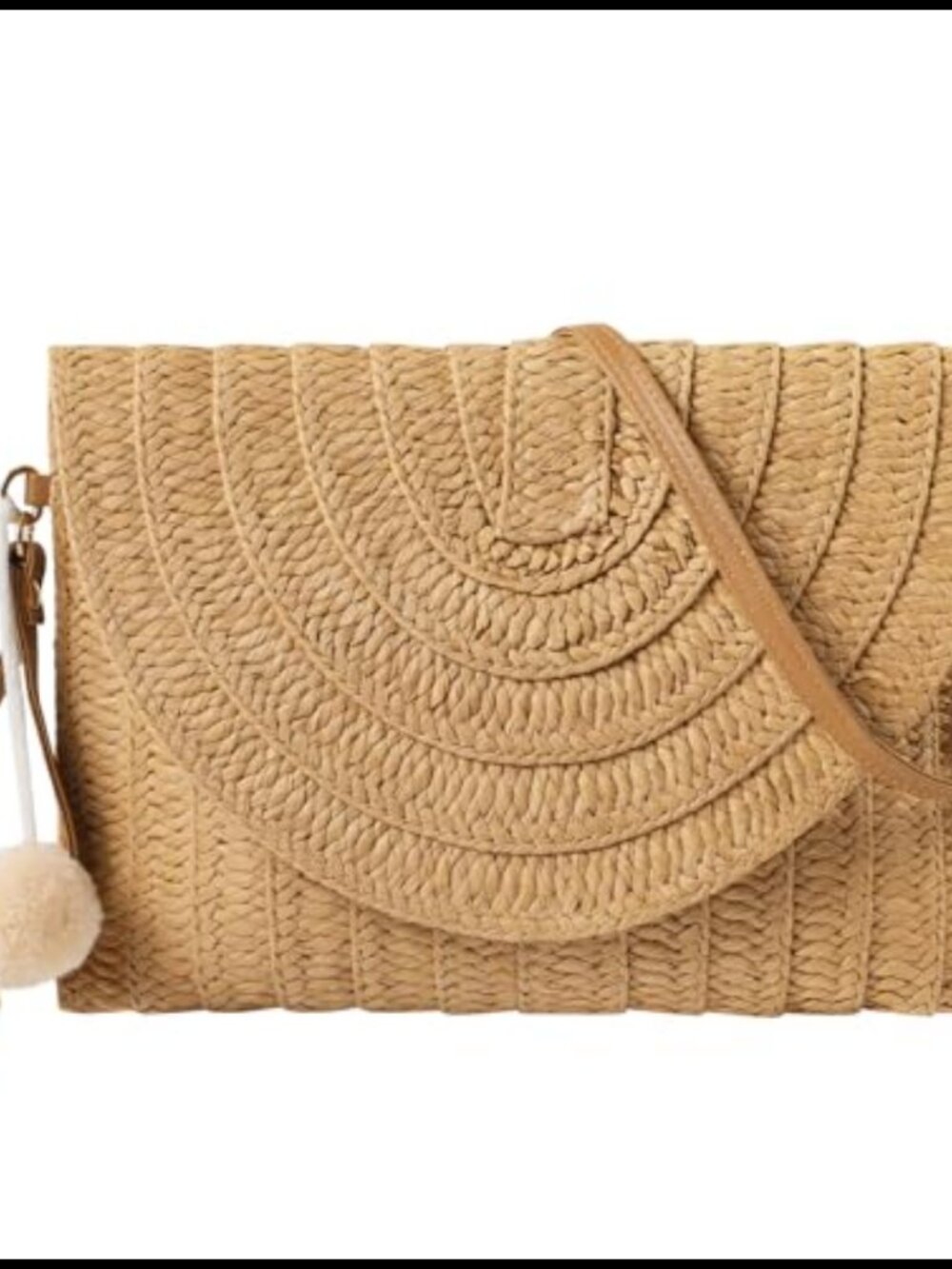 Handmade Woven Straw Crossbody Bag Detachable Strap